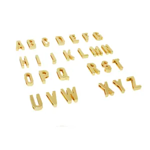 Aangepaste Gouden Kleur Effen Letter Glijdende Alfabet Letter Dia Letters Polsband Armband Voor Lederen Armbanden Maken Accessoires