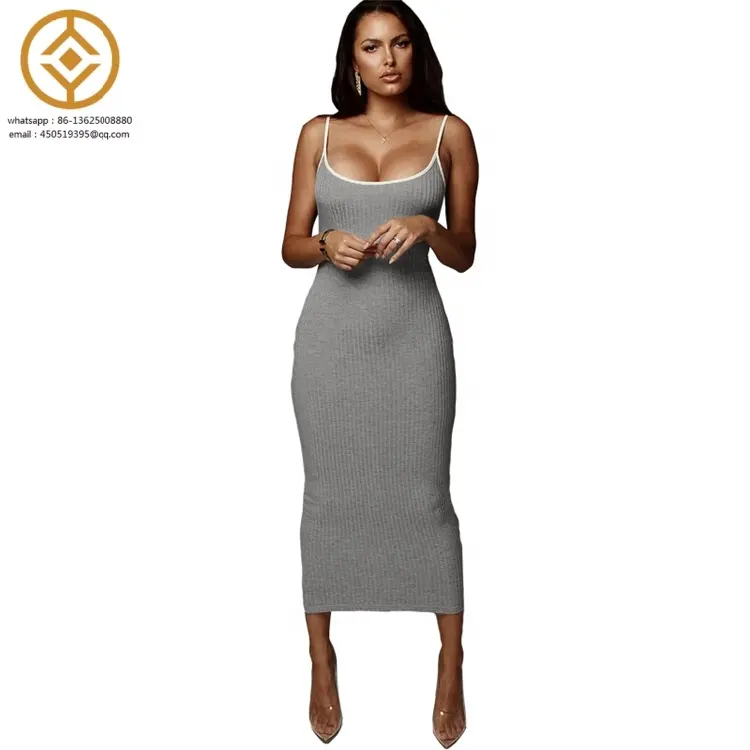 Bodycon sexy midi longo costureiro cintura alta algodão listrado alça elegante sem costas roupas de festa vestido feminino