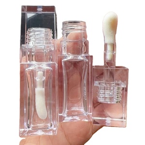 Tubo de Brillo Labial Cuadrado Transparente Vacío de PETG, Botella de Brillo Labial Impermeable con Brocha Plana y Aplicador Grande - Product Image 5