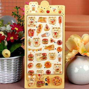 Adesivi in Resina Burger Bear & Bunny, Simpatici Animali Cibo 3D, Decalcomanie Trasparenti Rettangolari, Stampa Rotocalco, per Decorazione Taccuini, Tazze e Telefoni - Product Image 6