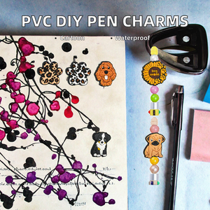 Perles focales amovibles en silicone, breloques de stylo en PVC motif dessin animé, pendentifs patte de chien, accessoires DIY - Product Image 2
