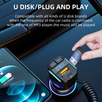 Chargeur de voiture multifonctionnel 3 en 1 pour lecteur MP3, 1 port USB et 1 câble de données de type C, transmission Fm, chargeur rapide