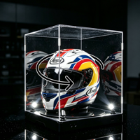 Vitrine d'exposition en acrylique de haute qualité avec éclairage LED rotatif pour casques de moto et de course F1 grand format