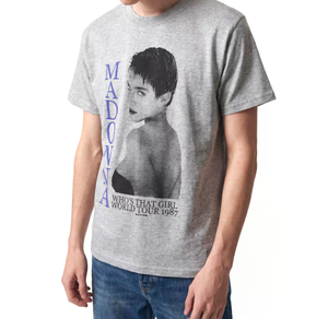 Summer Loose American-style Trendy Short-Sleeve <strong>T</strong>-<strong>Shirt</strong> with Washed Distressed Finish &amp; Classic <strong>MADONNA</strong> Logo Print - Product Image 6