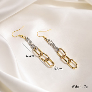 Personality Fashion <strong>Stainless</strong> <strong>Steel</strong> Chain Tassel Earrings Tarnish Free <strong>Jewelry</strong> 18k Gold Plated Women's Gold Earrings TGES6577 - Product Image 3