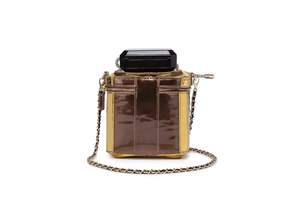 Bolso de Mano de Lujo con Forma de Botella de Perfume, Material PU, Diseño Clásico, Adornado con Pedrería Brillante y Cadena - Product Image 5