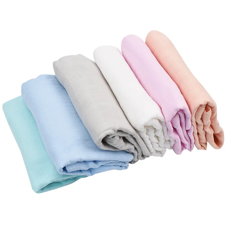 Wholesale Cheap Price Custom Soft breathable cotton Baby Blanket 47*47inch pink purple white baby infant Muslin swaddle Blanket