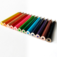 Crayons de couleur miniatures pour enfants, taille courte 3,5 pouces, pour dessin et golf (bois de tilleul, 6/12/24 couleurs, formes triangulaires/hexagonales)