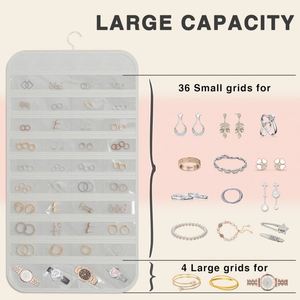 ที่เก็บเครื่องประดับแบบแขวนสองด้าน 80 ช่อง พร้อมซิป ถุงเก็บของใส PVC สำหรับต่างหู สร้อยคอ กำไลข้อมือ แหวน - Product Image 4