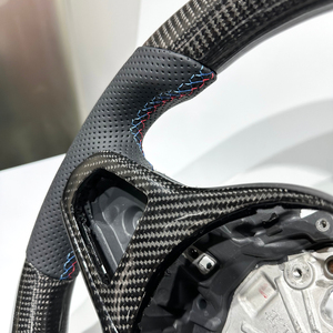 Volant de <span class=keywords><strong>voiture</strong></span> en fibre de carbone à trois étages personnalisé pour BMW Série 3, Série 5, Série 6, X3, X5, X6, G20, G28, G30, G38, G80, G82 - Product Image 5