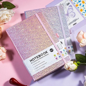 Carnets de notes journaliers avec logo personnalisé, format A5, lignés et pointillés, 96 feuilles, couleur macaron brillante, avec bande - Product Image 1
