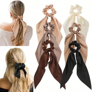 Katı renk avrupa amerikan moda Hairband kadın kızların büyük bağırsak döngü ve at kuyruğu bağlı lastik bant aksesuarı - Product Image 1