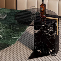 Table basse en marbre naturel de style italien Cammy Stone Emperor avec coins arrondis, design mobile, ensemble complet pour salon