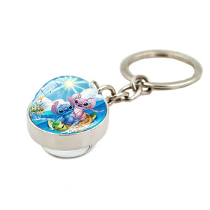 Porte-clés en acier inoxydable avec pendentif en forme de boule de verre double face, personnage de dessin animé Pikachu - Personnalisé, haute qualité, promotionnel - Product Image 5