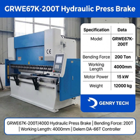 Prensa Plegadora Hidráulica CNC Semiautomática de Alta Precisión 200T 4000mm con Motor de Rodamientos WE67K para Plegado de Chapa Metálica, Control Delem DA-66T