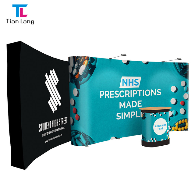 TianLang Customized Pop up Exhibition Portable Backdrop Stand Display Tension Fabric Booth Back Drop