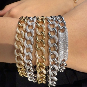 Aazuo-pulsera de cadena cubana de oro macizo de 18 quilates con diamantes naturales para hombre y mujer, joyería de lujo para uso diario, Au750 - Product Image 5