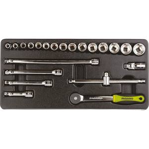 Pasano <b>Socket</b> Set 19 Pc Metric Chrome Vanadium Steel <b>Ratchet</b> Tools Auto Repair - Product Image 1