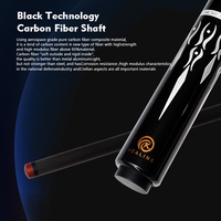 OKHEALING Tongkat Biliar Serat Karbon Berkualitas Tinggi dengan Sambungan Baja Tahan Karat-Ujung 12.9mm untuk 9-Ball/Pool