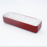 Serveur à condiments à 6 compartiments avec couvercle, boîte à condiments en plastique pour bar, restaurant, traiteur, fête et événement, cadeau promotionnel