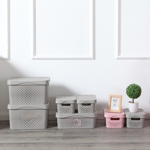 Cestini portaoggetti da scrivania in plastica di grande capacità, traforati e traspiranti, con coperchio, <span class=keywords><strong>per</strong></span> cameretta dei bambini, <span class=keywords><strong>per</strong></span> riporre <span class=keywords><strong>giocattoli</strong></span>, libri e vestiti - Product Image 5