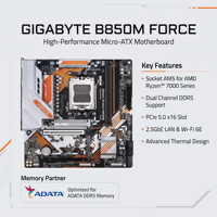 Kit combo carte mère GIGABYTE B850M FORCE AM5, processeur 9800X3D, 32 Go de RAM DDR5 6000 MHz CL30 XPG, bundle PC gaming XMP EXPO en stock