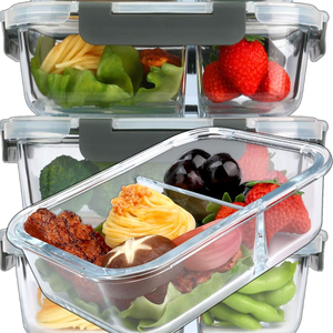 Boîtes à lunch <span class=keywords><strong>en</strong></span> <span class=keywords><strong>verre</strong></span> étanches Conteneurs alimentaires Boîtes à bento Couvercles verrouillables Stockage des aliments Four à micro-ondes Congélateur et lave-vaisselle Vulcanus - Product Image 1