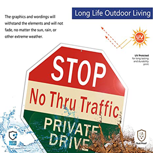 Pas d'accès Panneaux de <span class=keywords><strong>voie</strong></span> privée personnalisables Panneaux d'arrêt en aluminium réfléchissants en métal privé Imperméable, protection UV - Product Image 6