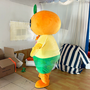 Costume de mascotte orange mignon personnalisé, costume de personnage de fruit avec haut à feuilles et nœud papillon pour Halloween, bars à jus et promotions de festivals - Product Image 2