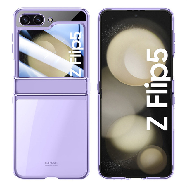 Transparent Case for Samsung Galaxy Z Flip 5 Vacuum Plating Hinge Protection Cell Phone Cover for Samsung Galaxy Z Flip 5