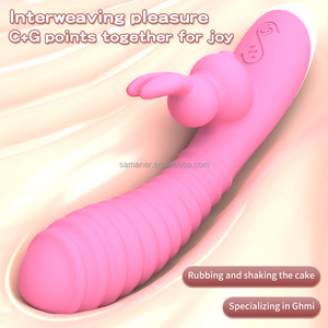 Venta al por mayor USB recargable mujer doble varita conejo vibrador 10 frecuencias giratorio clítoris masajeador caliente G-Spot vibradores - Product Image 5