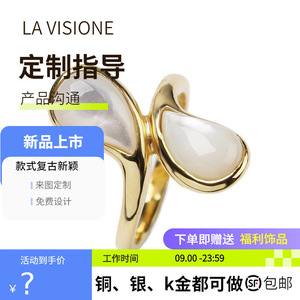 Bague personnalisée en argent 925 avec cristaux et pierres précieuses, électroplaquée, artisanat italien, bijoux vintage tendance - Product Image 5