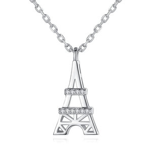 Collana con ciondolo ispirato al Mini Tower, romantica e scintillante, catena per clavicola da donna - Product Image 1