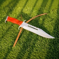 Couteau tactique d'extérieur First Blood avec lame en acier RAM BO, couteau de survie robuste pour la chasse, étui en cuir pour le camping et l'aventure