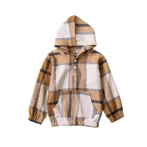 Chất Lượng Cao Thời Trang Phong Cách Mùa Đông Hoodies Trẻ Em Áo Khoác Cho Cô Gái Flannel Dài Tay Áo Áo Thun Trẻ Em Áo Khoác Với Túi