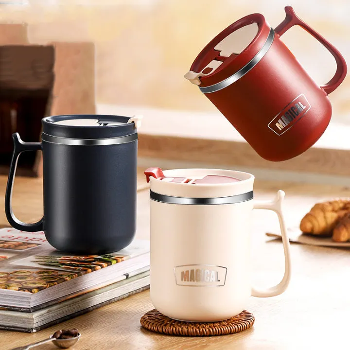 Support Custom Luxury Double Vacuum 304 Stainless Steel Coffee Cup With Lid And Spoon Office Cup Exquisite Gifts