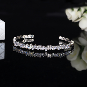 7mm Irregular Rectangle Cubic Zircon Iced Out <strong>Stack</strong> Adjustable Open Cuff Bracelet <strong>Bangle</strong> for Women Jewelry Accessories - Product Image 5