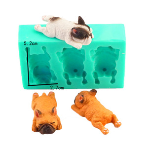 Bulldog Silicone Mold 3 Cavities For Fondant Cake Baking DIY Candy Soap Making - Product Image 3