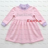 Robe Sweatshirt en Coton à Col Montant pour Bébé Fille, Motif Gingham Patchwork, Manches Longues, Vêtements Décontractés pour Enfants, Vente en Gros