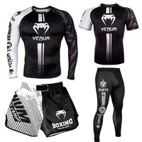Combinaison d'Entraînement Venom Séchage Rapide et Respirante 100 % Polyester pour Hommes Femmes UFC Boxe Gymnastique Logo Avant Muay Thai Arts Martiaux
