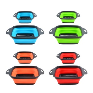 2 Pack Collapsible Colander Set Foldable Collapsible Strainers for Kitchen Square Colander Kitchen Strainer <b>Baskets</b> - Product Image 2