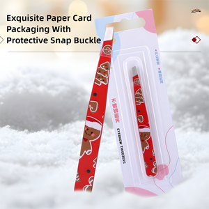 Pinzas para Cejas con Diseño Navideño, Inclinadas, de Acero Inoxidable, con Estampado de Hombre de Jengibre, Set de Regalo Cosmético Navideño, Directo de Fábrica - Product Image 3