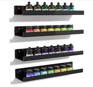 Tùy chỉnh 15 \ "phong cách hiện đại nổi <span class=keywords><strong>Acrylic</strong></span> kệ sách rõ ràng màu đen tường lưu trữ Rack hiển thị tổ chức trẻ em phòng khách - Product Image 1