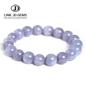 JD天然石材紫色Immitat Aquamarine 4 6 8 10 12毫米玉髓珠手镯，用于DIY珠宝制作珠子