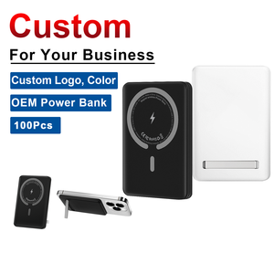 Custom Logo Small Magnetic Wireless Powerbank 5000mAh/10000mAh Ultra Slim Portable Fast Charge with Holder for <b>Phone</b> - Product Image 1
