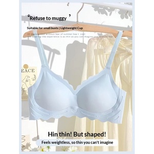 Reggiseno estivo sottile senza cuciture in nylon senza ferretto, tinta unita, per donna, per seno piccolo, con supporto per le coppe, sportivo - Product Image 2