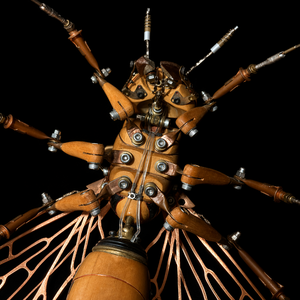 Sculpture <span class=keywords><strong>d</strong></span>'abeille steampunk faite à la main Sunmuse Studio, Art en bois noir africain et laiton, <span class=keywords><strong>D</strong></span>écoration <span class=keywords><strong>d</strong></span>'intérieur mécanique LED de collection - Product Image 6