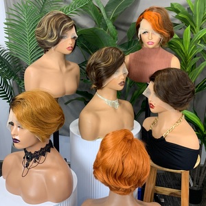 FH Cheap Price 13x1 T Lace Frontal Human Hair Short <b>Wigs</b> Colored Wavy <b>Pixie</b> Brazilian Human Hair <b>Wigs</b> T-09 - Product Image 1