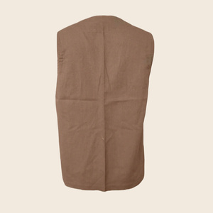 Chaleco sin mangas de lino para mujer, con botones y cuello en V, blusa corta, top transpirable de moda casual, Verano 2026 - Product Image 6