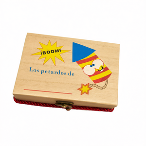 Caja de Madera 16x11x9cm con Diseño Impreso y Cuerda Redonda para Almacenamiento Navideño - Product Image 1
